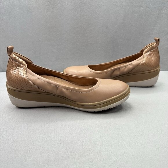 Vionic Jacey Womens Size 7 Wedge Toffee Brown Leather Slip On Comfort Support - Picture 5 of 8